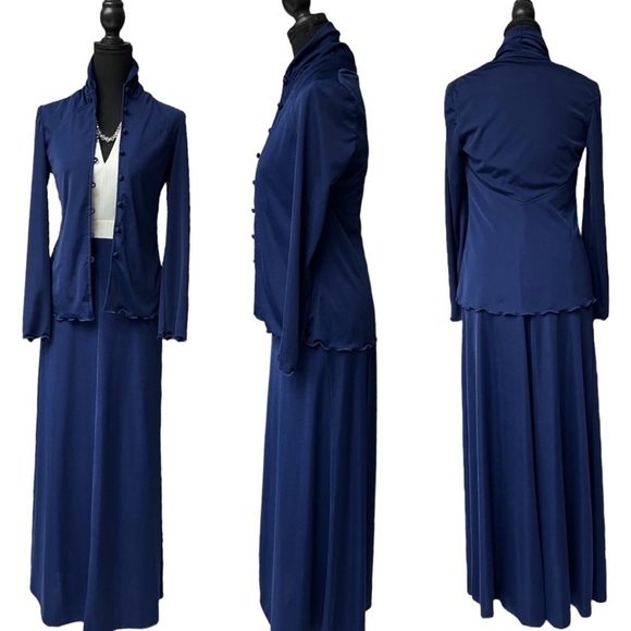 Vintage St. Gillian by Kay Unger Two Halter Maxi Dress with Matching Jacket - Picture 4 of 14